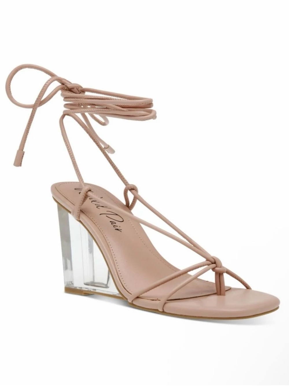 Wild Pair Blush Lace-Up Clear Wedge Sandal